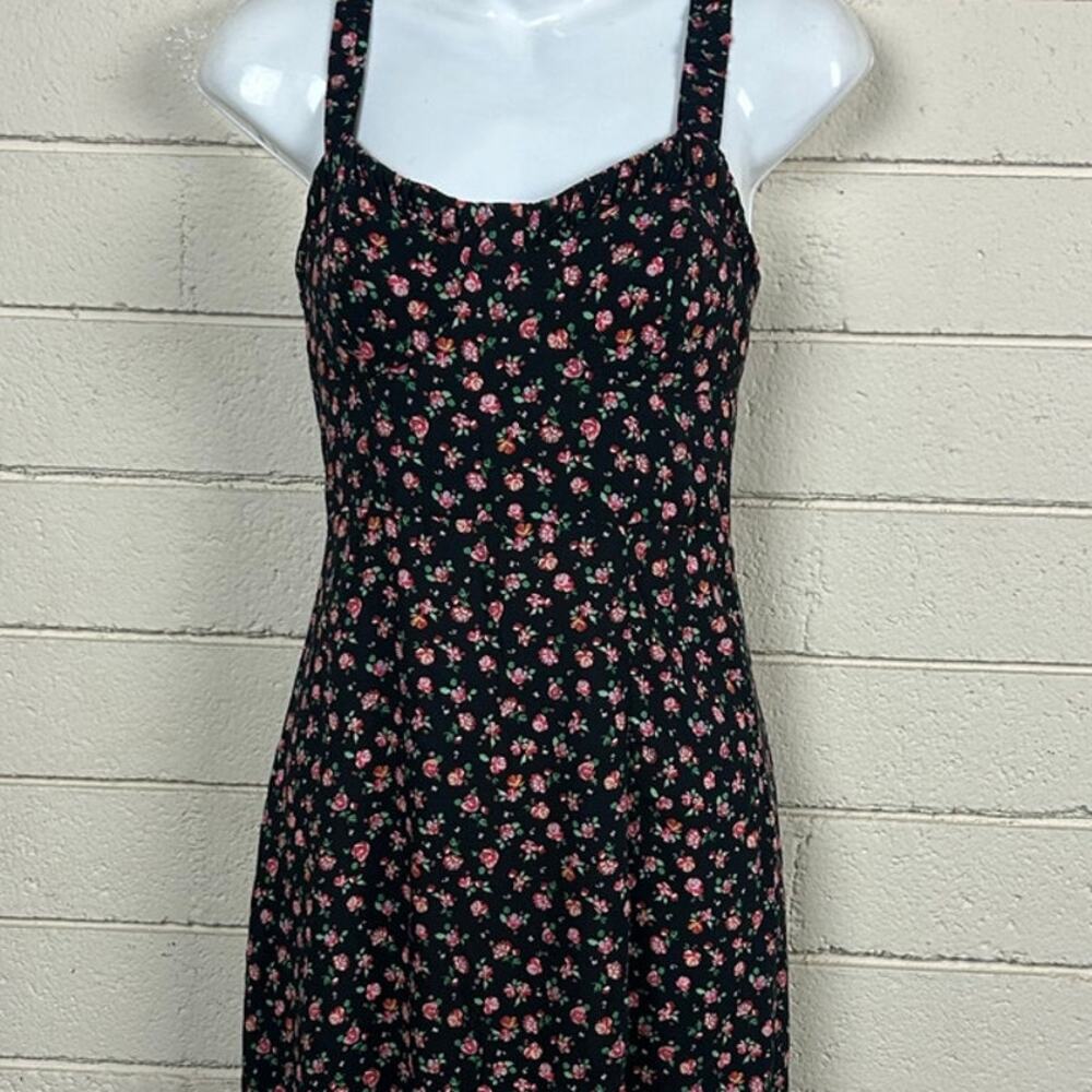 Zara Black Floral Midi Dress size S - Picture 8 of 8
